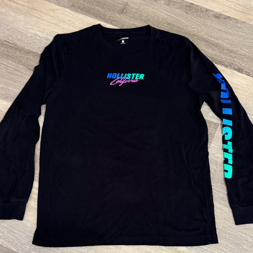 Hollister Black Long Sleeve Tee with Vibrant Logo